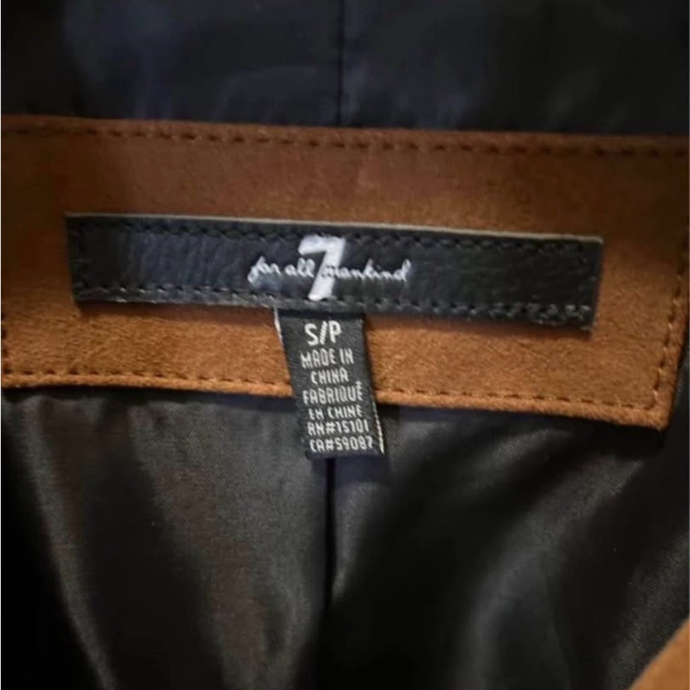 7 For All Mankind Tan  Leather Biker Jacket - Picture 3 of 4